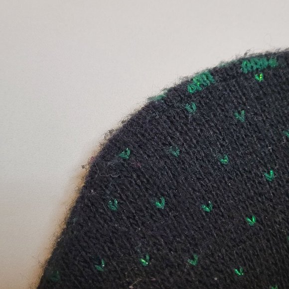 Vintage Christmas Sweater Poinsettia Black Red Dana Scott Acrylic Size Medium - Picture 12 of 15